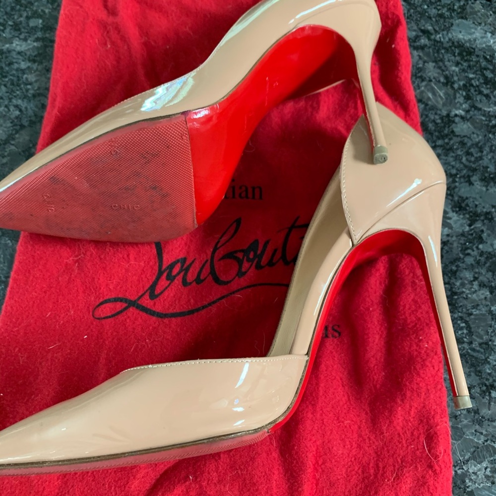 Louboutin Iriza Patent Half-d’Orsay 100mm Pumps